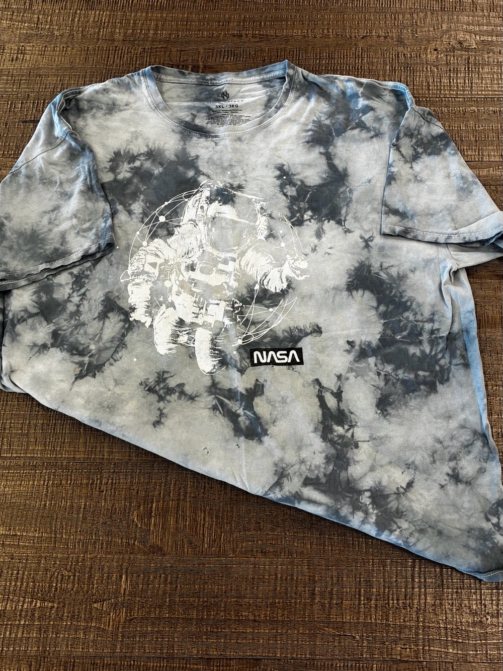 Men's Tie-Dye NASA Graphic Tee - Gray/Black size 3XL